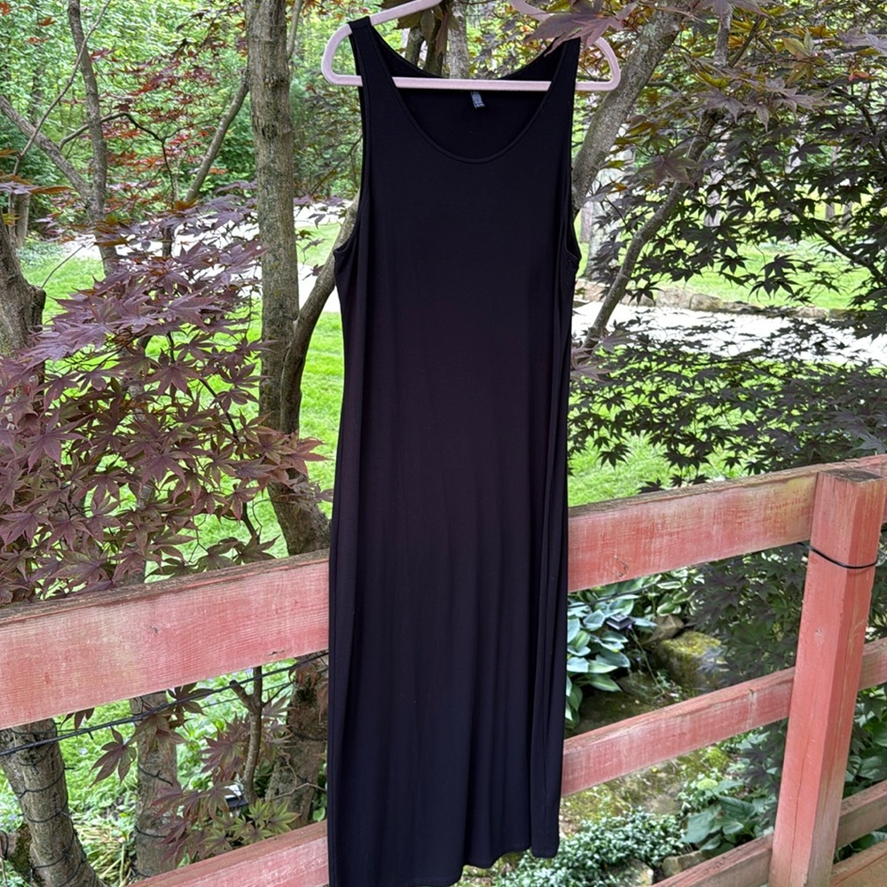 Eileen Fisher Black Tank, sleeveless maxi Dress, size XL